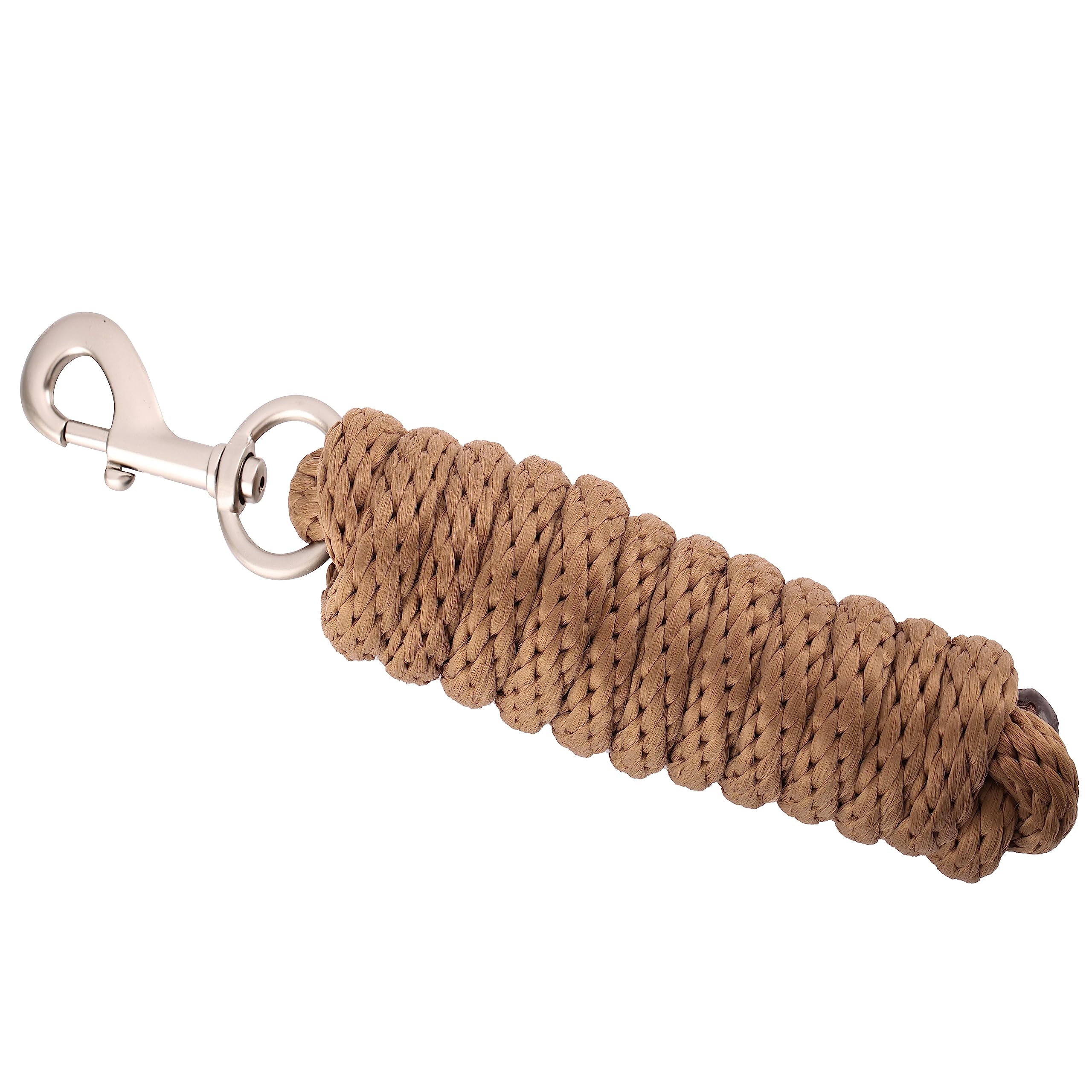 Merauno® Lead Rope for Horses, Tie Rope in Various Stylish Designs, Lead Rope, Pony, Donkey, Goat Long Knit with Carabiner Hook (Khaki, Snap Hook)