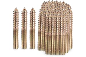 BENLIUDH 50Pcs Hanger Bolts, Double Headed Threaded Rods Self-Tapping Wood Screws Furniture Bolts, M8 X 2-1/6"