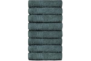 HOMELOVER 8 Pack Washcloths - 100% Organic Cotton, 500 GSM, Hotel & Spa Quality, Soft, Quick Dry, Highly Absorbent Towels for Face & Hand Wash, Shower, Gym & Bathroom Essentials (Forest Green)