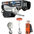 Prowinch 1/2 Ton 1100 lb Electric Wire Rope Hoist 110V 120V-38 ft Lifting Height, Single Speed 1-Phase, H1 Medium or Heavy-Duty, Wireless Remote Control for Home, Attic Lifting, Garage & Warehouse