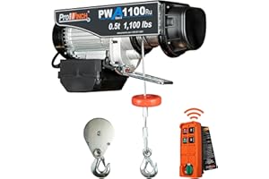 Prowinch Electric Hoist, 110V, 1100lbs Lifting Capacity, 38ft Lifting Height, Wireless Remote Control, Upper & Lower Limit Switches for Home Improvement, Warehouse Clearance, Garage Hoist System