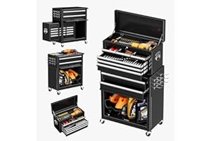 INTERGREAT Rolling Tool Chest with Wheels and 8 Drawers, Detachable Large Tool Cabinet with Lock for Garage, Locking Mechanic Tool Cart with Black Liner for Warehouse, Workshop, High Capacity