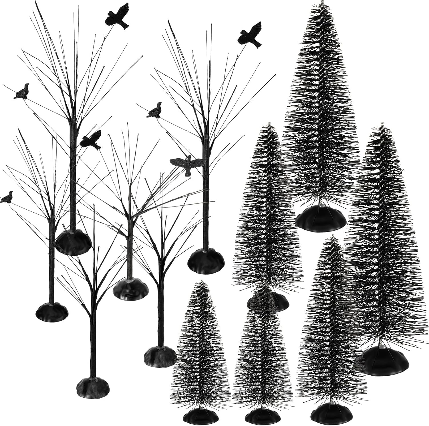 Trees - 12 Pieces Christmas Tabletop Trees Halloween Village Trees Winter Snow Model Frost Trees Mini Trees Village Trees Christmas Tree Displays for Miniature Scenes Village Displays (Classic Style)