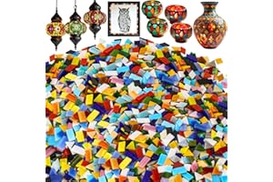 UZLU 1600 Pcs Mosaic Tiles, Glass Mosaic Tiles for Crafts Bulk, Assorted Color Stained Mosaic Glass Pieces, Mosaic Supplies for Home Decoration, Art Crafts, DIY Projects, Opaque
