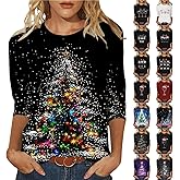 AEPTDEO 3/4 Length Sleeve Women Tops Crew Neck Casual Summer Tunic Tops Loose Fit Shirts Holiday Outfits