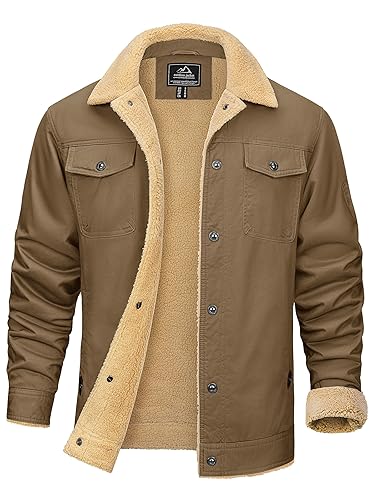 KEFITEVD Men's Winter Fleece Jacket Sherpa Lined Cargo Jackets Casual  Trucker Coat Work Winter Thick Warm Coat in Oman Whizz Fleece