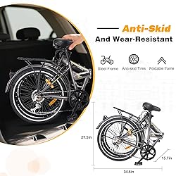 BALINGE 24" Folding City Bikes Steel Frame 7 Speed