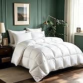 Serta Goose Feathers Down Fiber Comforter Queen Size Duvet Insert | Oeko-Tex Certified 100% Cotton Cover Hypoallergenic Comforter All Season Medium Warmth 90 x 90 In White