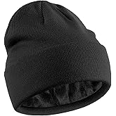 Fleece Lined Wool Beanie for Men Women, Knit Winter Hats Warm Cuffed Stocking Skull Cap Fashion Slouchy Beanies