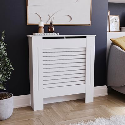 Vida Designs Milton Radiator Cover White Small Horizontal Slat Modern