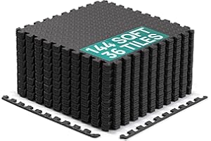 Yes4All EVA Interlocking Exercise Foam Floor Mats with Border - 24 SQ FT - for Gyms, Yoga, and Outdoor Workouts- Available in