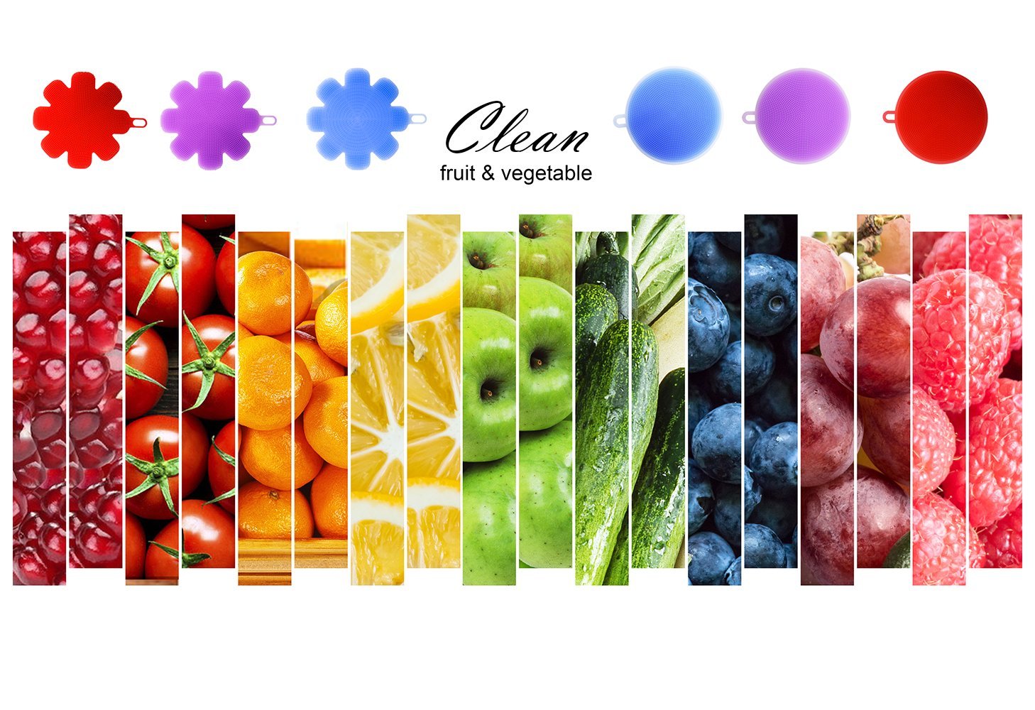 Silicone Sponge Multipurpose Antibacterial Silicone Scrubber for Kitchen Brush Pot Pan Dish Bowl -Wash Fruit and Vegetable -Pot Holder (4, Purple+red)