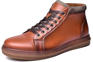 ARKBIRD Men's Casual Leather Sneaker Boots - Mid-Top Fashion Dressy Oxford Sneaker Ankle Boot Daily Walking Shoes for Men