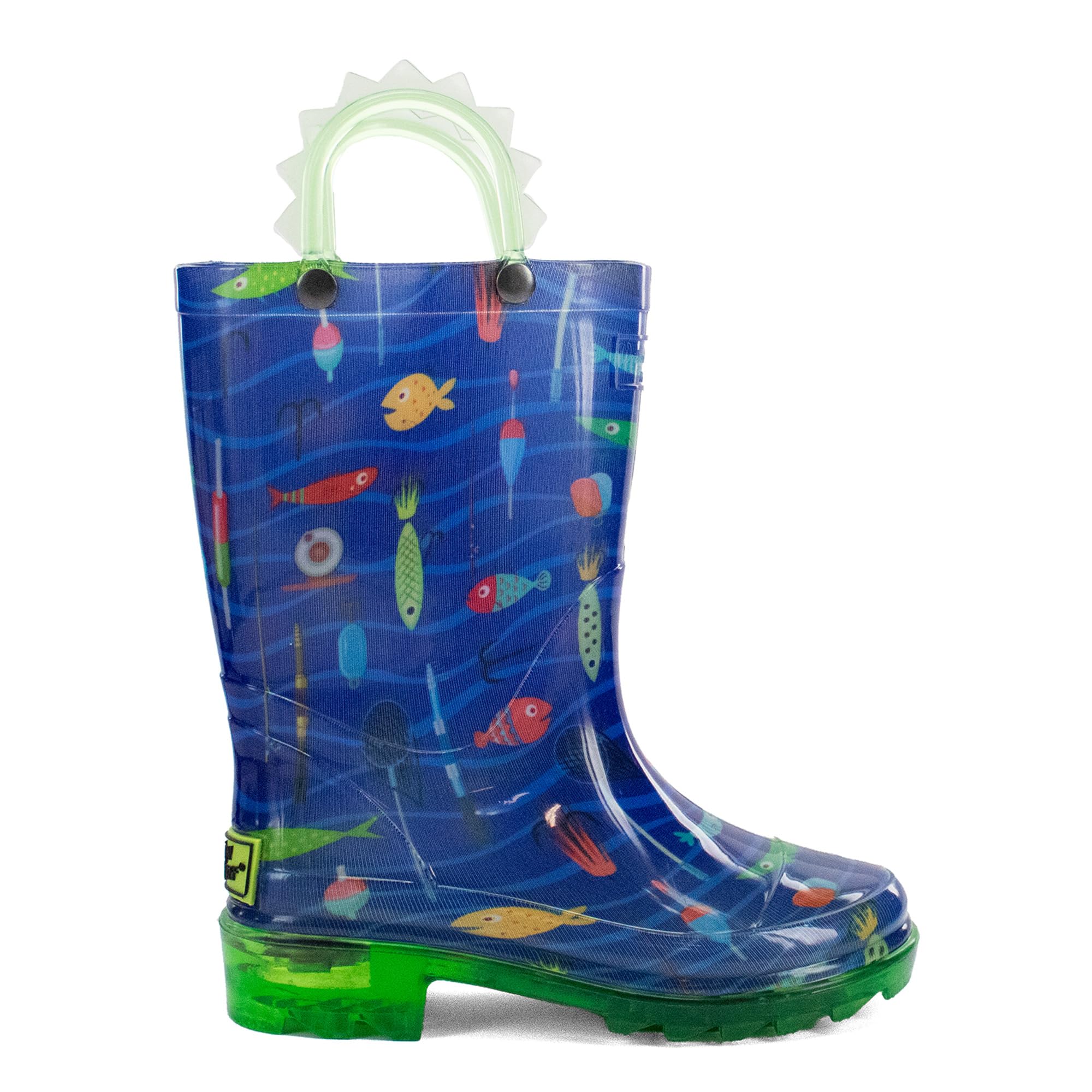 Western Chief Kids Waterproof Light Up Rain Boots With Handles for Easy On and Off for Boys and Girls, Fish On, 9 Image