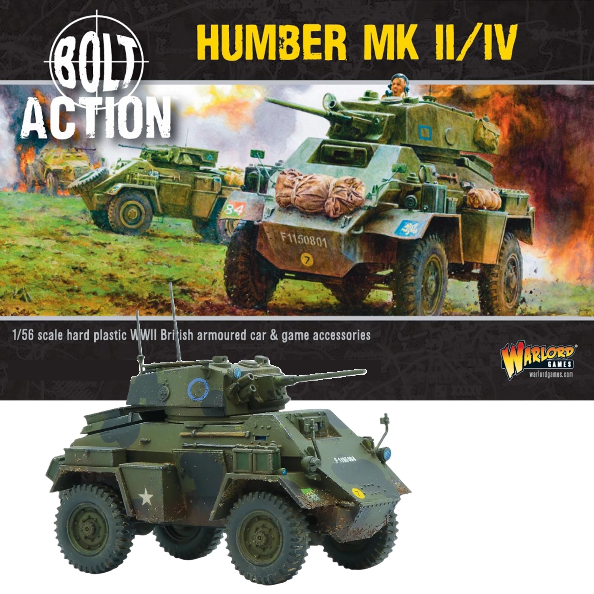 Warlord Games British Army Humber MK II/IV Armoured Car - 1:56 / 28mm Plastic Scale Model for Bolt Action Highly Detailed World War 2 Miniatures