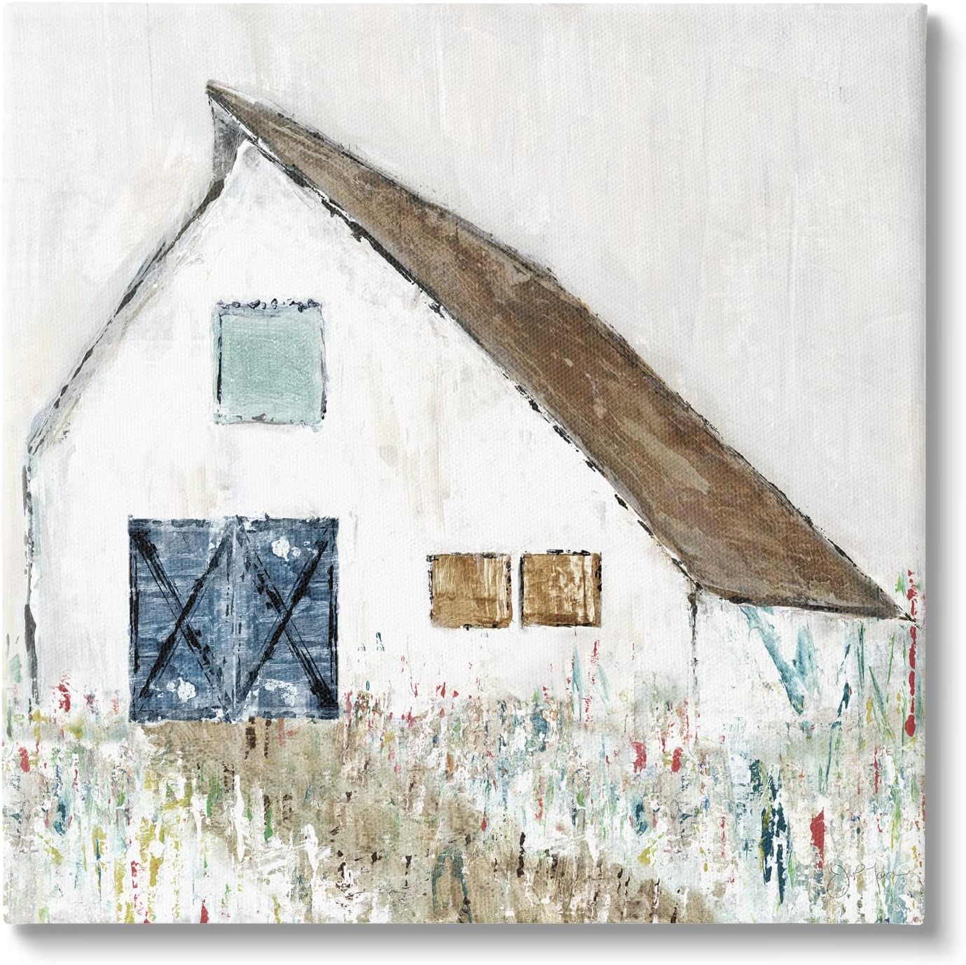 Paintings - Stupell Industries Countryside White Barn Abstract Flower Meadow Nature Canvas Wall Art, Design By Tava Studios