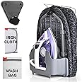 KLIFI Small Table Top Ironing Board | Foldable Ironing Board Folds and Hangs for Space Saving, Dorms, Laundry Rooms and Travel uses | Mini Ironing Board with Non-Sleep Feet, Iron Holder - Black