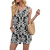 DouBCQ Womens Summer Romper Casual Short Jumpsuits with Pockets