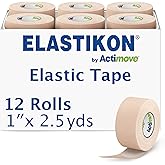 ELASTIKON by Actimove Elastic Athletic Tape - Provides Support for Sprains, Strains, Muscle Injuries - for Sport and Veterinary Applications - 1 in x 2.5 yd, 12 Rolls