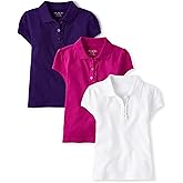 The Children's Place Girls' Short Sleeve Ruffle Pique Polo, 3 Pack