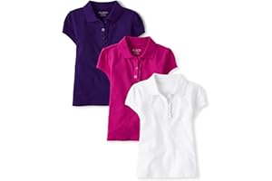 The Children's Place Girls' Short Sleeve Ruffle Pique Polo, 3 Pack