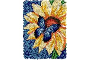 TEZKIM Latch Hook Kits for Adults Kids DIY Butterfly Rug Making with Printed Canvas Tapestry Crochet Yarn Carpet Needlework Doormat Creative Gift Home ation 20.5Inch X13.8Inch