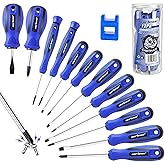 CARTMAN 12 Piece Magnetic Screwdriver Set 6 Phillips and 6 Flat Professional Cushion Grip Hand Tools Set