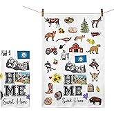 Home Sweet Home South Dakota Kitchen Towel - Housewarming and Homecoming Gifts - South Dakota State Favorite Symbol Dish Towels Gifts for Women Friends for Birthdays Mother's Day and Holidays