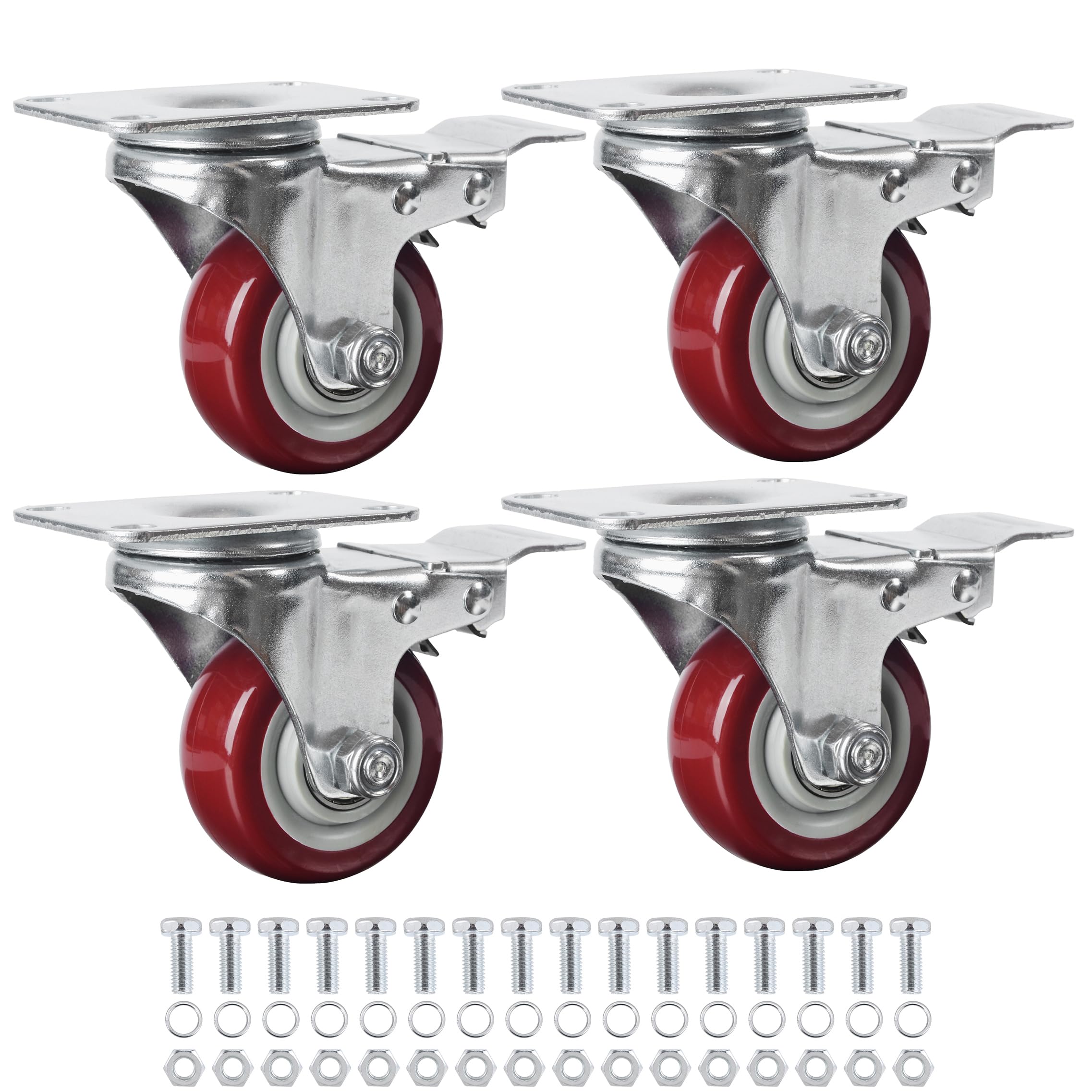 Finnhomy 3 Inch Caster Wheels Set of 4 with Brake
