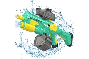 DEMOLIKE Electric Water Gun Automatic with 1350CC Large Capacity, 32-45FT Long Range, Auto Suction Squirt Gun, High Pressure Water Guns Blaster for Adults Kids, Summer Beach Pool Outdoor Party Toy （Green）