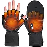 Heated Gloves for Men Women Rechargeable with 7.4V 3000mAh Battery Waterproof Fingless Heated Mittens for Winter Work Typing with Light-Off Design