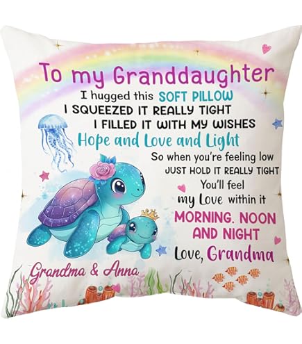 To Our Granddaughter Pillow, Cute Turtles Pillow, Grammy And Kids