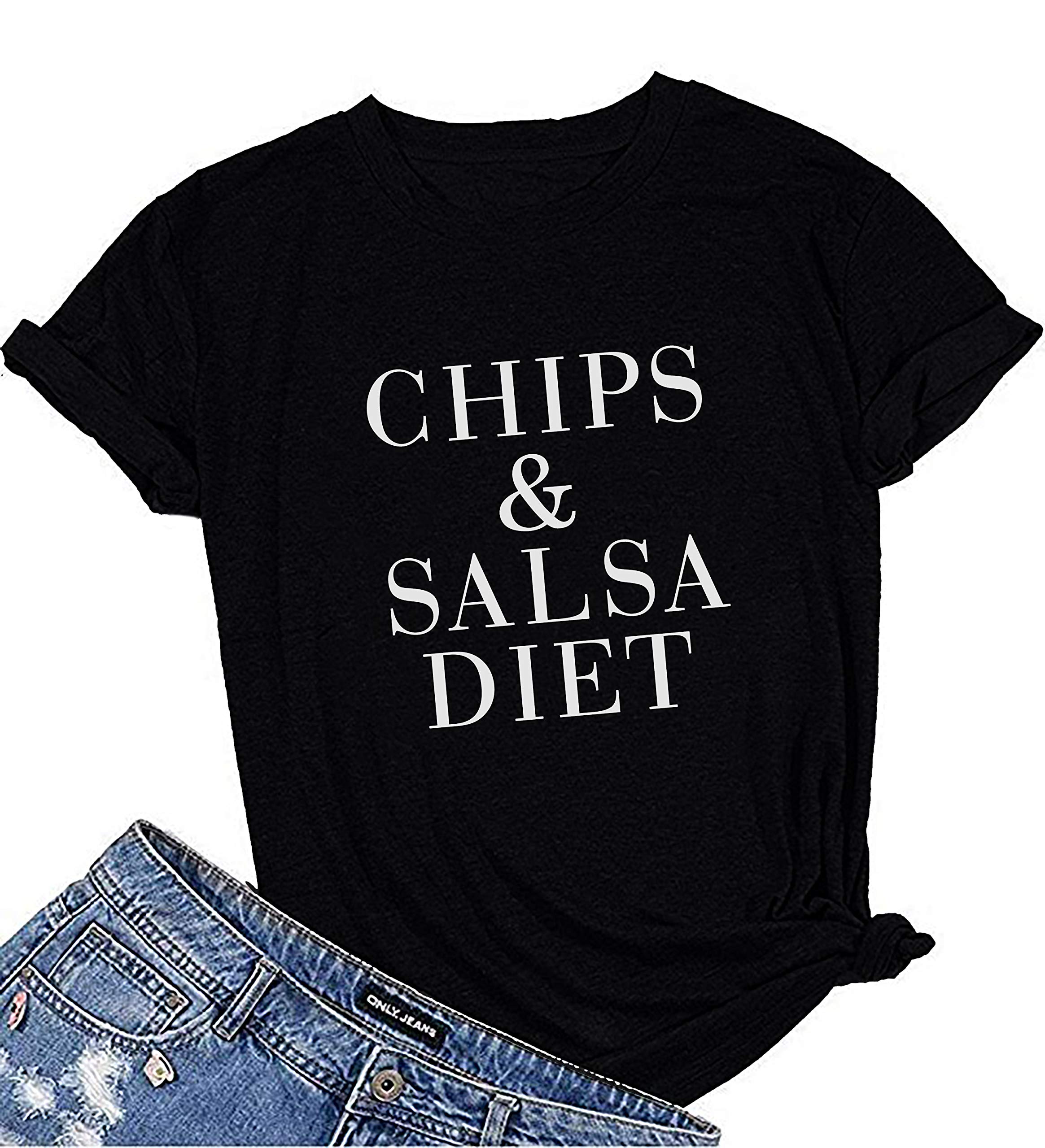 Yexipo Chips And Salsa Diet Graphic Tees Funny Mexican Food Ness T Shirts Yoga Cinco De Ma