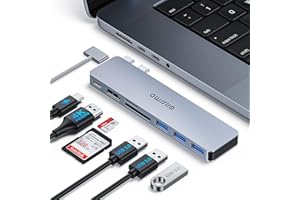 GIISSMO USB C Hub Adapter for MacBook Pro/Air M1 M2 M3 2023 2022 2021 13" 15" 16", 7-in-2 Multiport HDMI MacBook Accessories Dongle with Thunderbolt 3, 4K HDMI, USB C 3.0, 2 USB 3.0, SD & microSD Card Reader