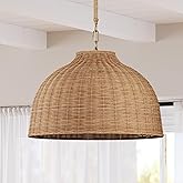Nathan James Augustine Modern Farmhouse Rattan Pendant Light, Rattan Chandelier Pendant Lamp Shade for Kitchen or Living Room