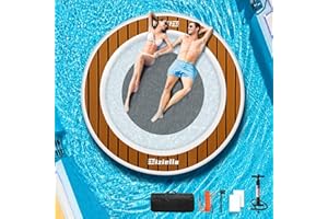 ZIZIELLA Inflatable Floating Water Hammock, 8ft/10ft Round Floating Ring for Adults Kids with Mesh, 6 inch Thick Floating Platform River Floats Dock for Pool Ocean Lake Beach