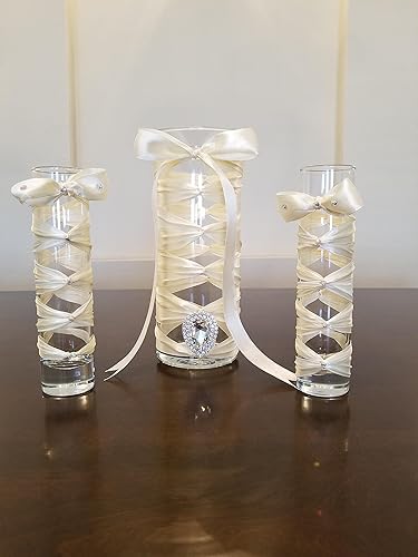 Amazon Com Glass Vase Centerpiece Set Ivory French Braid Corset