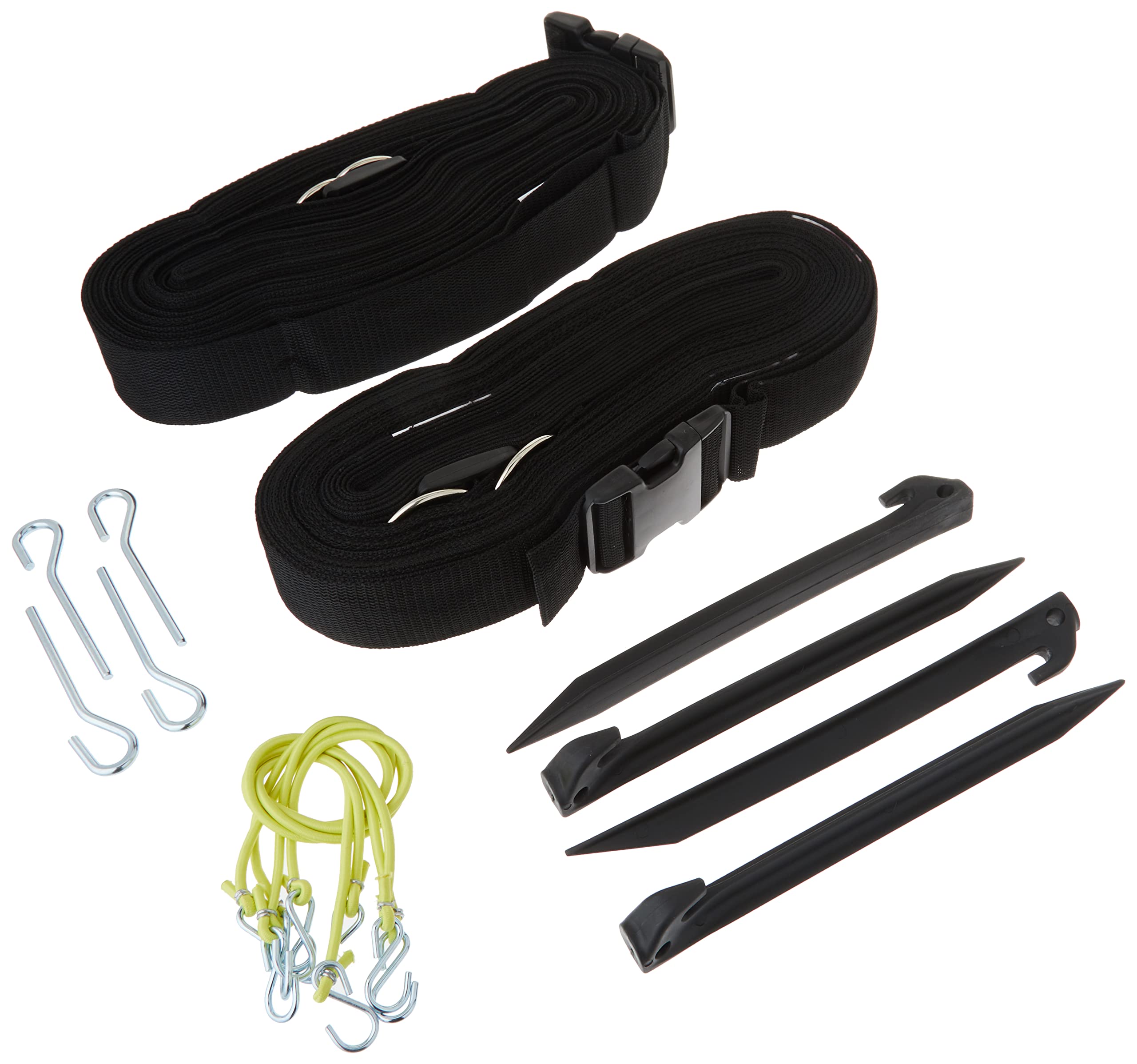 Park & Sun Sports Adjustable Outdoor Volleyball Boundary Webbing with Ground Stakes: 2" Wide Court Line Marker, Black