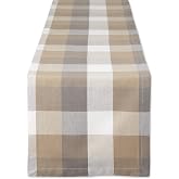 DII Tri-Color Check Collection 100% Cotton Tabletop, Table Runner, 14x108, Stone