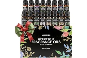 LAGUNAMOON Essential Oils Set - 16 Pcs Premium Grade Home Essentials Oils - for Diffusers, Fragrance, Scents for Candle Making, Soap, Slime - Natural Aromatherapy Oils for Skin & Hair - Home, Office, Car