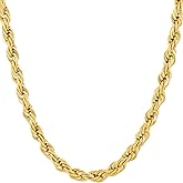 LIFETIME JEWELRY 6mm Rope Chain Necklace for Women and Men 24k Real Gold Plated