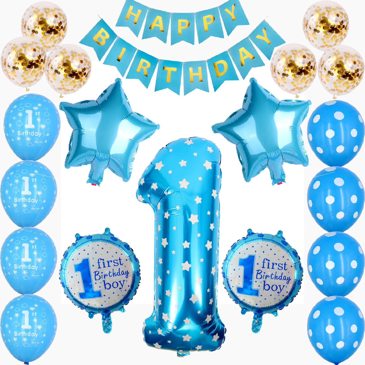 Amazon Com 1st Birthday Boys Decorations First Blue Birthday Party