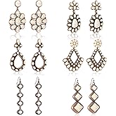 JMScape 6 Pairs Western Turquoise Earrings Set for Women Boho Vintage Dangle Earring Statement Country Cowgirl Jewelry Accessories for Gift