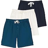 Real Essentials 3 Pack: Men's 7" Cotton Chino Golf Walking Shorts Elastic Waist Drawstring Back Pockets Casual Lounge Hybrid