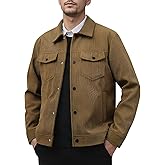 Kissonic Men's Corduroy Shacket Long Sleeve Snap Button Mens Corduroy Shirts Casual Work Jackets
