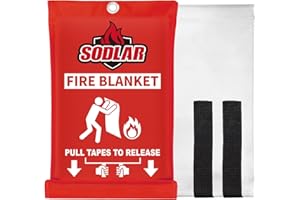 SODLAR Fire Blanket Emergency for Home Kitchen - 40"x40" Fireproof Safety Protection Fiberglass Flame Retardant Blankets Survival Essential Kit for House Car Camping Outdoor Fireplace Grill BBQ - 1 Pack