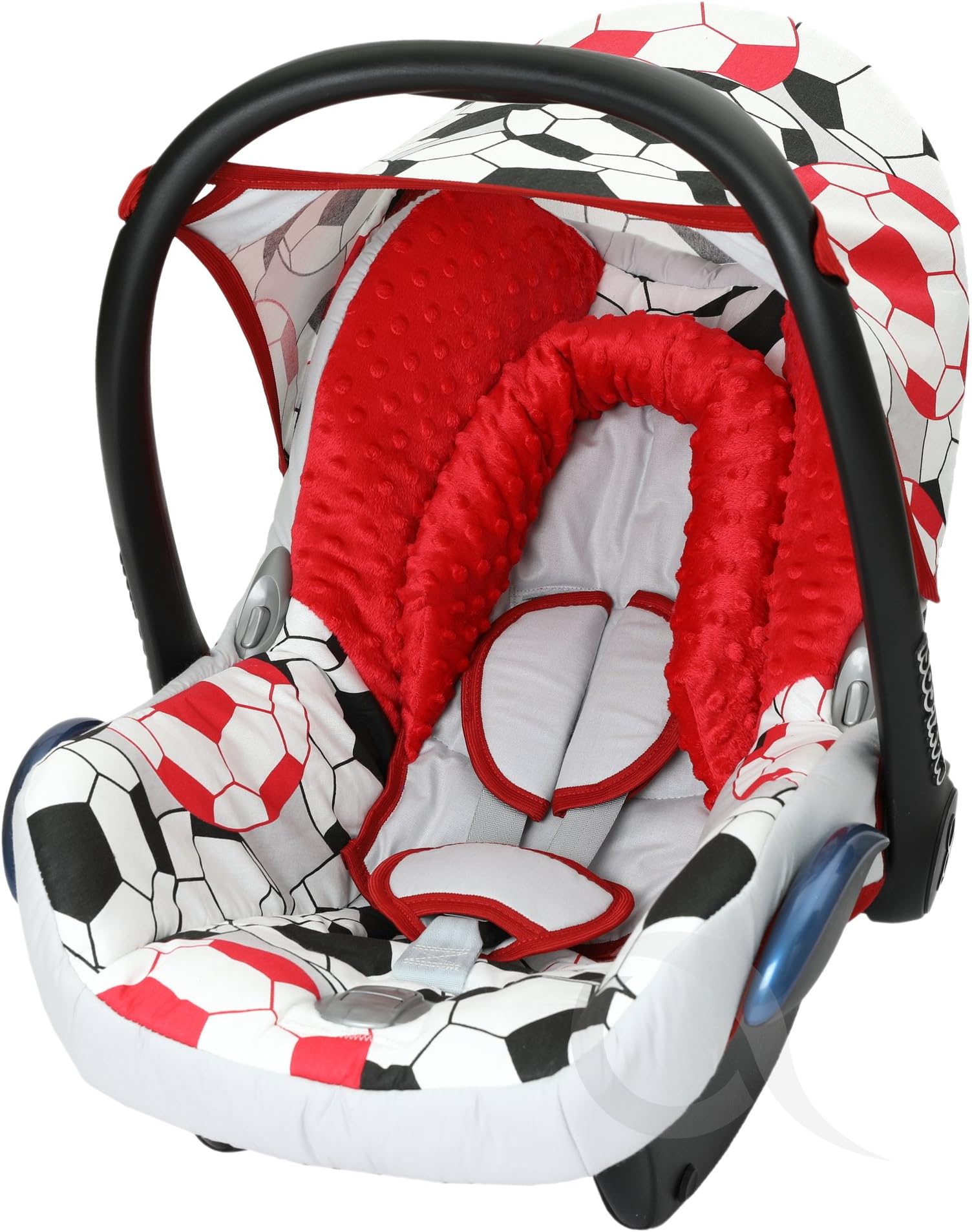 Replacement Seat Cover fits Maxi-COSI CabrioFix Group 0+ Infant Carrier Full Set Cotton (red/Football)