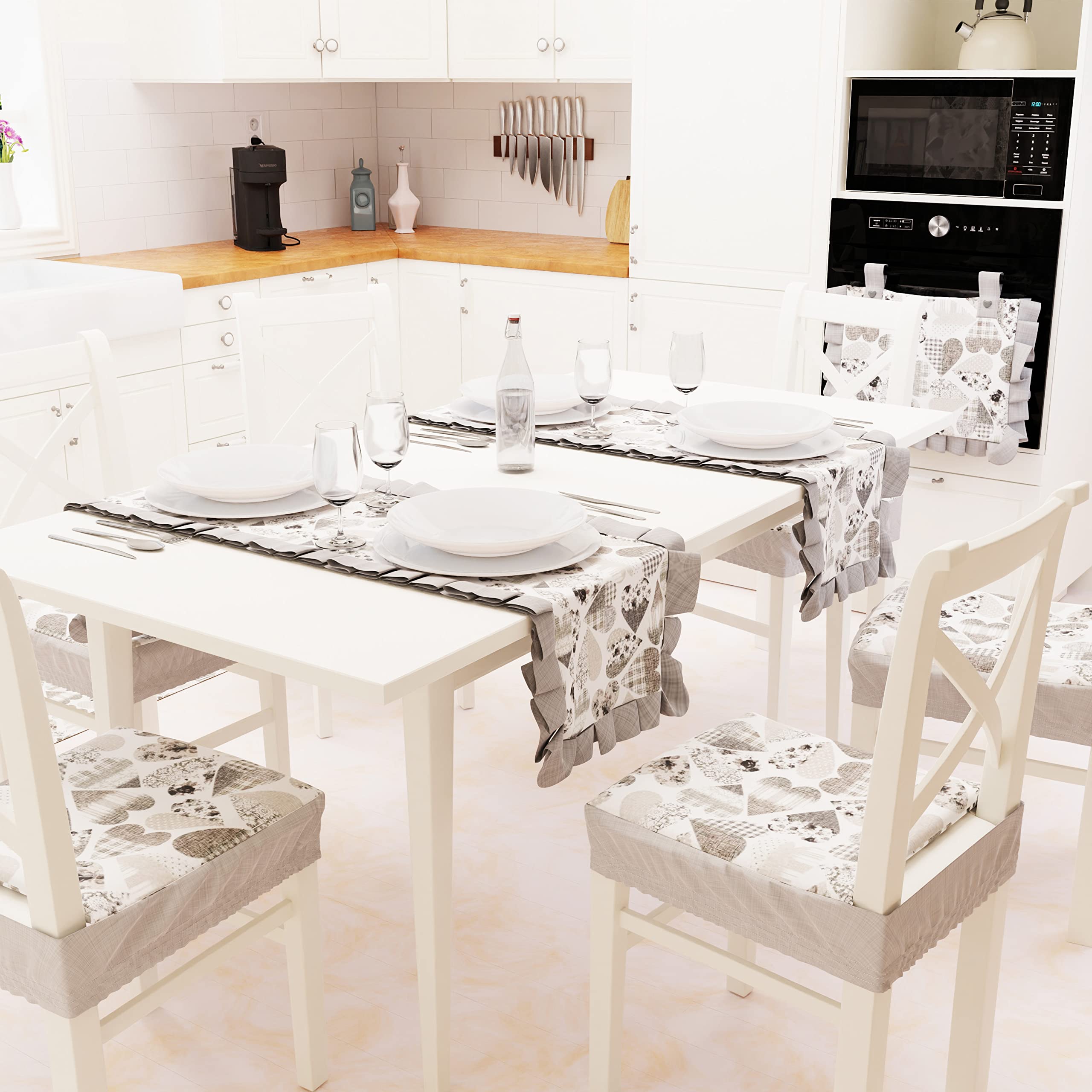 PETTI Artigiani Italiani Table, Grey Hearts, 1pz Runner Tavola 40x140 cm