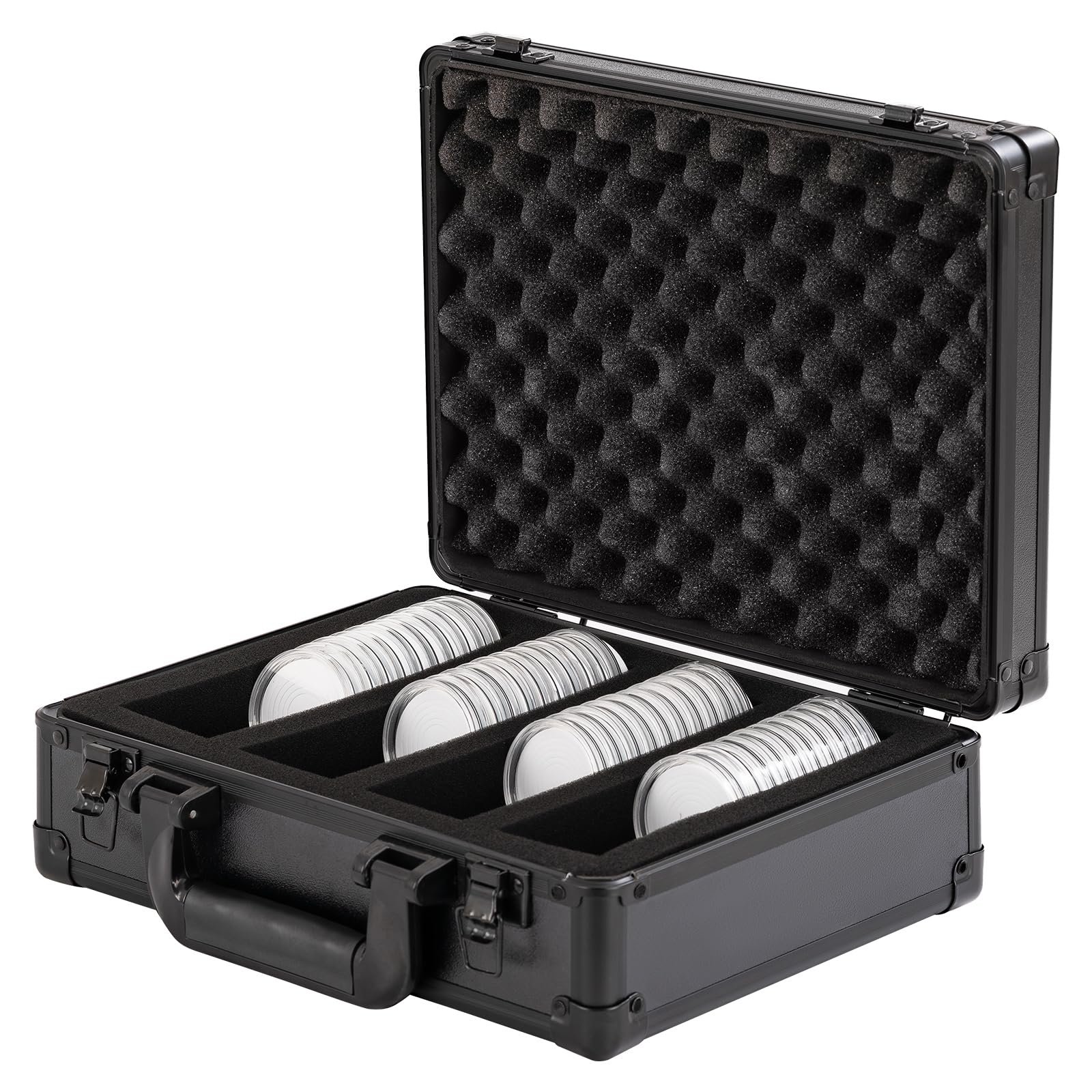 Metal Coin Case Contains 40 Pcs Clear Plastic Coin