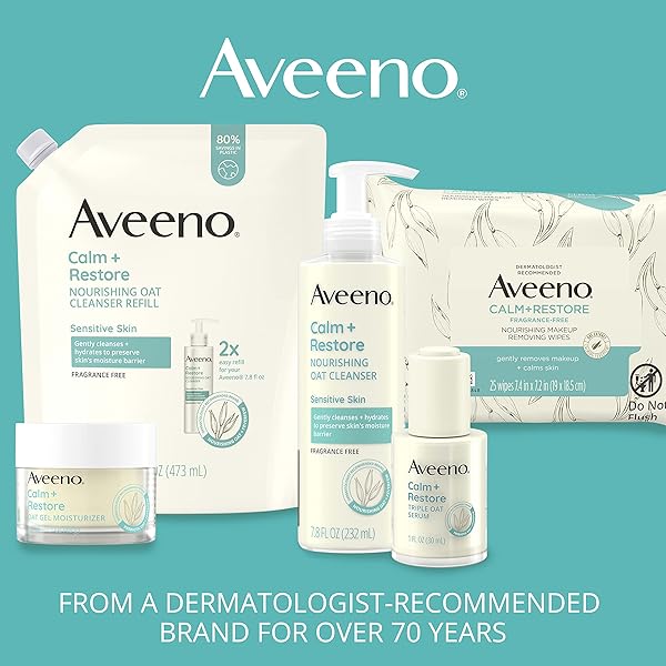 AVEENO CALM + RESTORE NOURISHING PHA FACIAL EXFOLIATOR DAILY FOR SENSITIVE SKIN, FRAGRANCE-FREE & NON-ABRASIVE OAT FORMULA TO GENTLY EXFOLIATE & CLEANSE SKIN, HYPOALLERGENIC, 4 FL. OZ